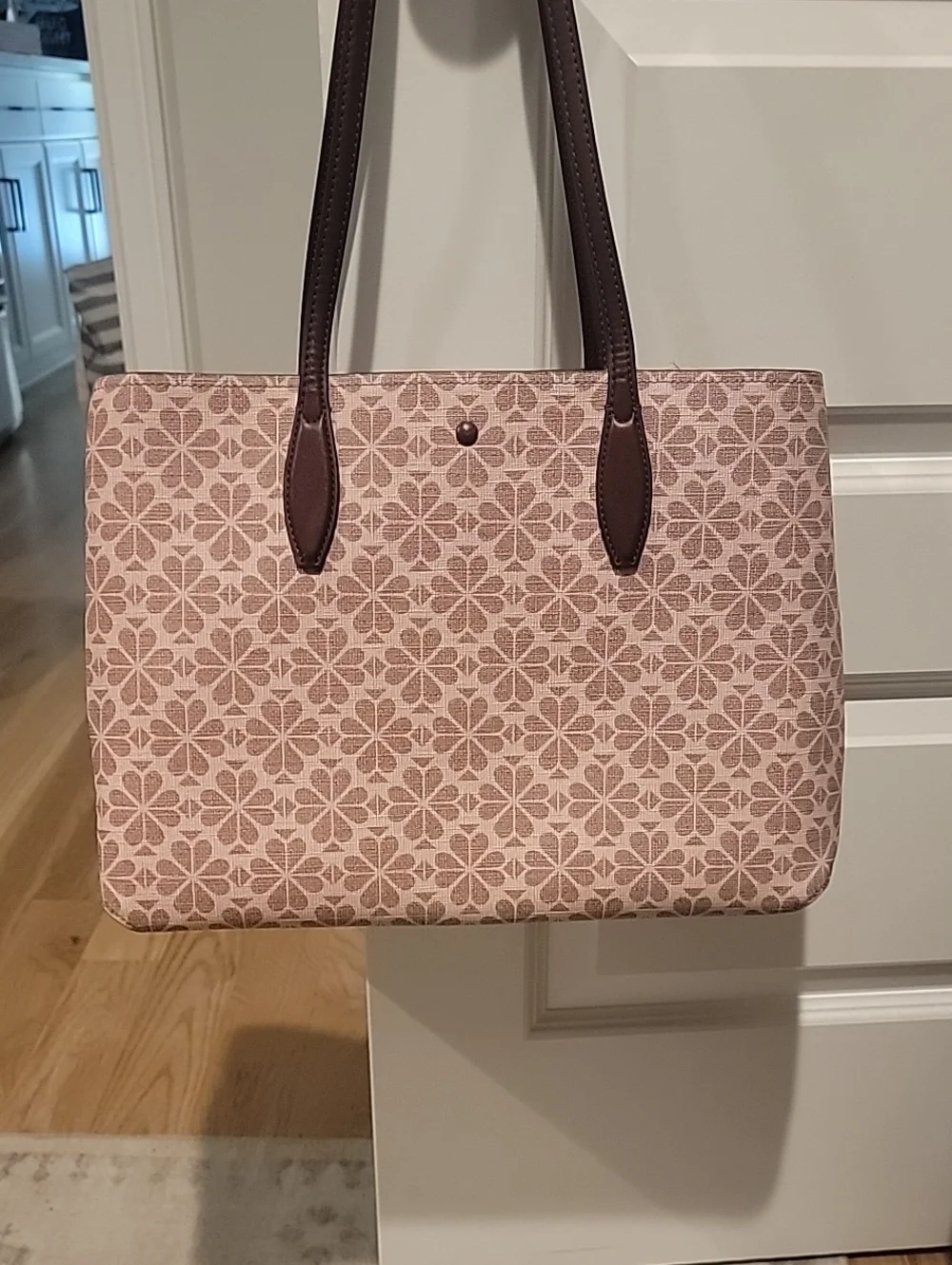 kate spade Pink Floral Jacquard Tote with Kate Spade Pink Puppy Pouch
